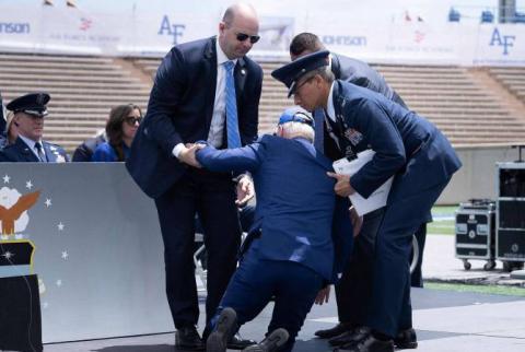 'I got sandbagged!': U.S. President Biden laughs off fall at Air Force Academy commencement ceremony