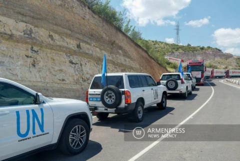 Des représentants du bureau de l'ONU en Arménie visitent l'entrée du corridor de Latchine soumis à un blocus