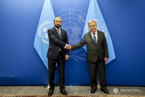Ararat Mirzoyan a discuté des conséquences de l’agression azérie en Artsakh avec le Secrétaire général de l’ONU