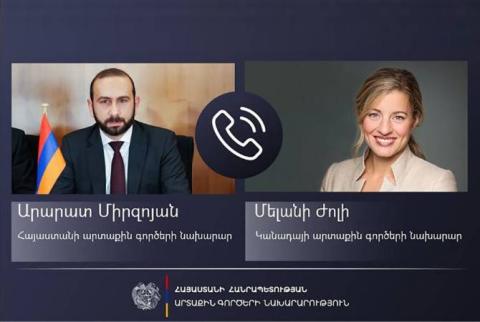 Armenian Foreign Minister briefs Canadian counterpart on aftermath of Azeri aggression in Nagorno-Karabakh 