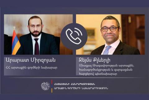 Главы МИД Армении и Великобритании обсудили текущую ситуацию с безопасностью на Южном Кавказе