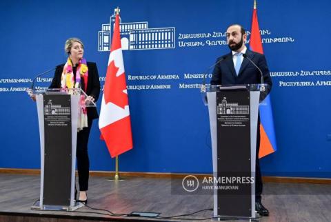العلاقات بين أرمينيا وكندا مبنية على القيم المشتركة–وزير الخارجية ميرزويان بمؤتمر صحفي مشترك مع نظيرته الكندية جولي     