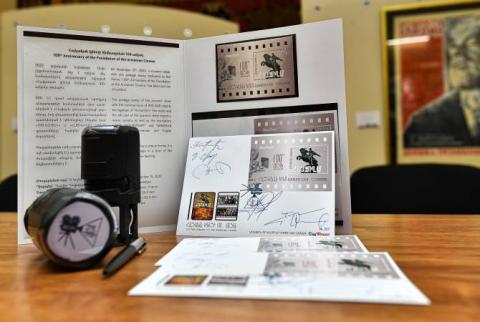 New souvenir sheet with one stamp dedicated to the theme “100th Anniversary of the Foundation of the Armenian Cinema”