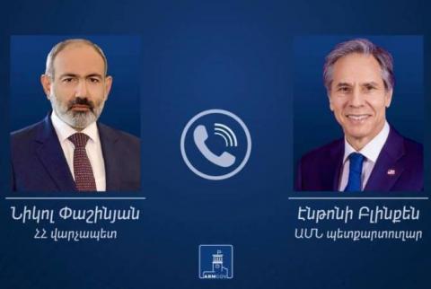 Entretien téléphonique entre le Premier ministre arménien et le Secrétaire d'État américain 