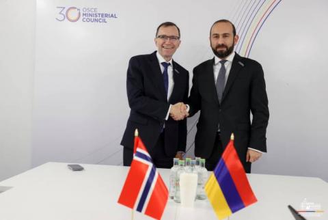 Ararat Mirzoyan a présenté à son homologue norvégien la vision de l'Arménie pour la paix dans la région