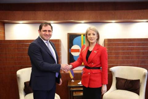 وزير الدفاع الأرمني سورين بابيكيان يلتقي رئيسة مجلس النواب القبرصي أنيتا ديميترو ضمن زيارته الرسمية للبلاد