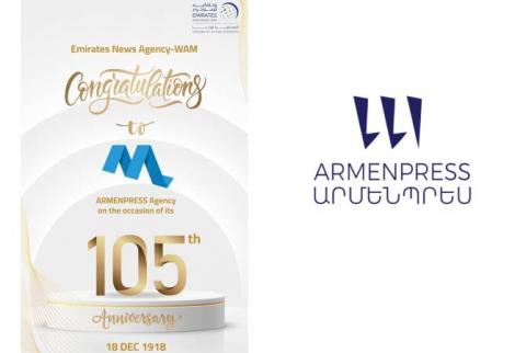 Agencia WAM de Emiratos Árabes Unidos felicitó a Armenpress por su 105º aniversario