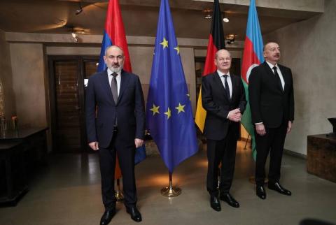 Достигнута договоренность о продолжении работы над мирным договором: встреча Пашинян-Шольц-Алиев