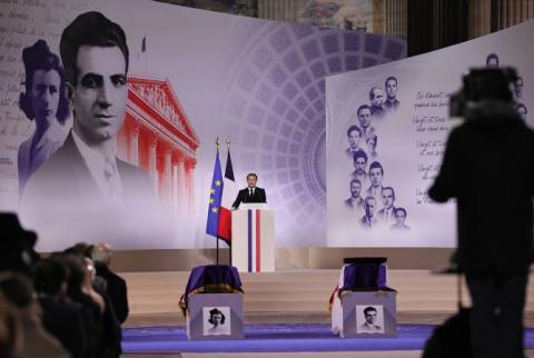 رئيس الوزراء الأرمني والرئيس الفرنسي يحضران حفل تأبين بطل فرنسا ميساك مانوشيان بالبانثيون  -الذي استشهد بمقاومته النازية