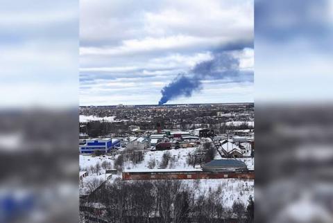 Появилось видео падения самолета Ил-76 в Ивановской области РФ