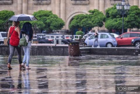 В ближайшие дни в Армении ожидаются кратковременные дожди и значительное увеличение выхода воды из рек