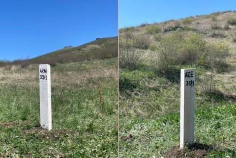 Se instalaron 20 postes en la frontera entre Armenia y Azerbaiyán