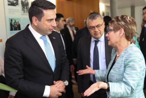 Ален Симонян встретился в Женеве с председателем Сената Канады и вице-спикером парламента Катара