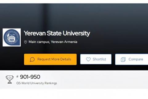 Ереванский государственный университет занял 901-950 место в «QS World University Rankings»