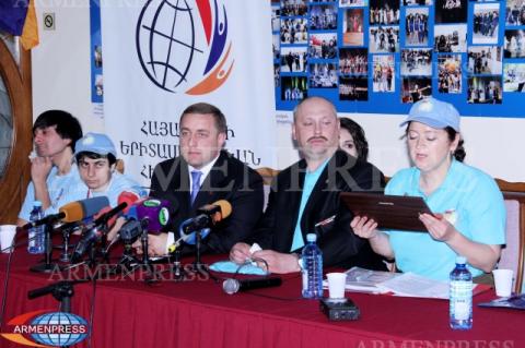 Press conference dedicated to the international marathon of 
handicapped persons using wheelchair held in Yerevan on June 2-9