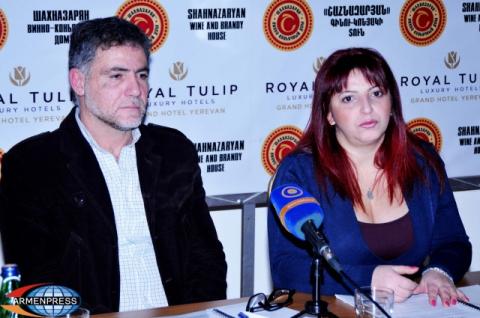 Press conference of the Chairman of the Armenian National Wheelchair 
Sports Federation Samvel Rostomyan and coordinator of the Federation 
Varduhi Aramyan
