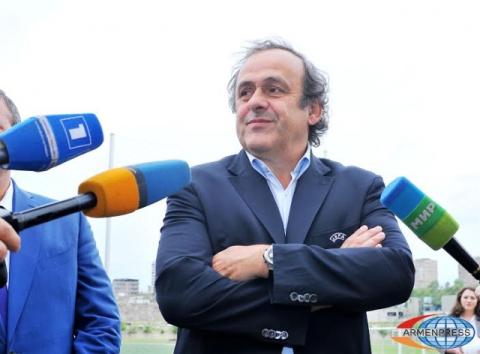 UEFA President Michel Platini gave a short briefing to journalists