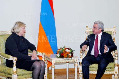 Armenian President Serzh Sargsyan receives President of the 
Senate of Netherlands Ankie Broekers-Knol