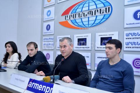 Press conference of Hakob Serobyan, head coach of Armenia's 
national gymnastics team and athletes Harutyun Merdinyan and 
Arthur Tovmasyan 