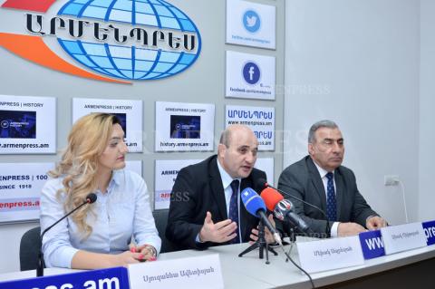 Press conference of first vice president of State Tourism 
Committee Mekhak Apresyan, My Armenia program manager 
Sisak Mkhitaryan and director of Jermuk Youth Center 
Syuzanna Avetisyan