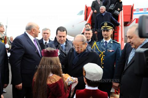 Lebanese President Michel Aoun's arrival to Armenia 