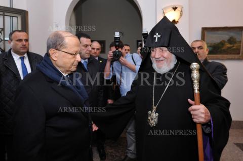 Catholicos of All Armenians Garegin II receives President of 
Lebanon Michel Aoun