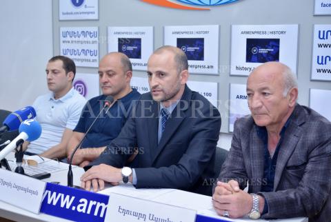 Press conference of Michael Hayrapetyan, president of sambo 
federation, and athletes and coaches representing the sports 