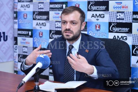 Press conference of Gevorg Papoyan, lawmaker from ruling My 
Step alliance 