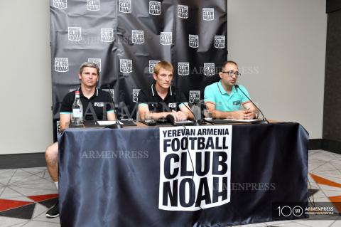 F.C. NOAH head coach Vadim Borets and coach Igor 
Pikushchak deliver news conference 