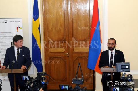 Discussion conjointe du président de l'Assemblée nationale de 
la République d'Arménie, Ararat Mirzoïan, et du président du 
Riksdag du Royaume de Suède, Andreas Norlén
