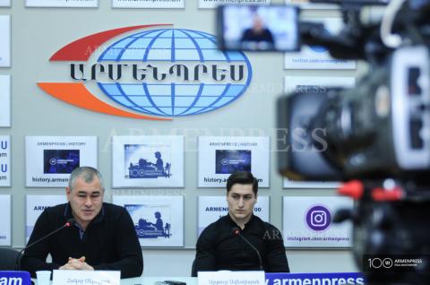 Press conference of head coach of Armenian gymnastics team 
Hakob Serobyan and team athlete Artur Avetisyan