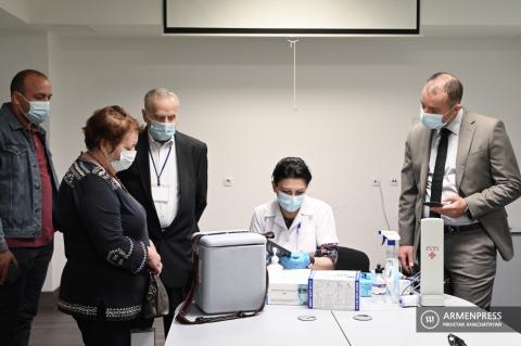 Armenia's caretaker economy minister Vahan Kerobyan 
vaccinated against COVID-19