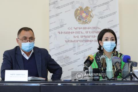 Press conference of deputy minister of education Zhanna 
Andreasyan and deputy director of Assessment and Testing 
Center Karo Nasibyan
