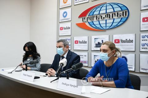Press briefing by pediatrics consultant at Healthcare Ministry 
Sergei Sargsyan and CDC official Romella Abovyan 