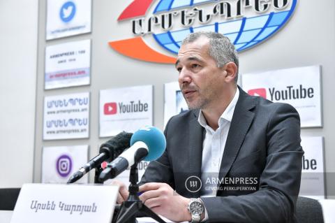 Head of Utilities Economy Department at Yerevan City Hall 
Arsen Karoyan gives press conference 