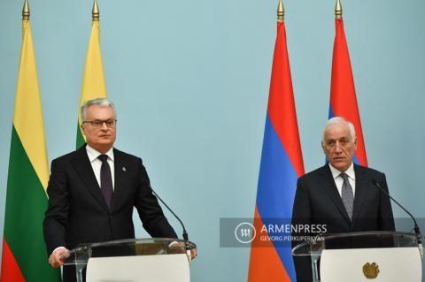 Joint press conference of Armenian President Vahagn 
Khachaturyan and Lithuanian President Gitanas Nausėda