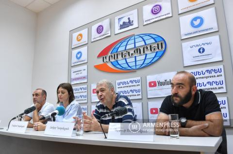 Press conference of Union of Theater Artists Chairman Hakob Ghazanchyan, producer Artur Saribekyan, dance teacher Artyom Gevorgyan and actress Mariam Ghazanchyan