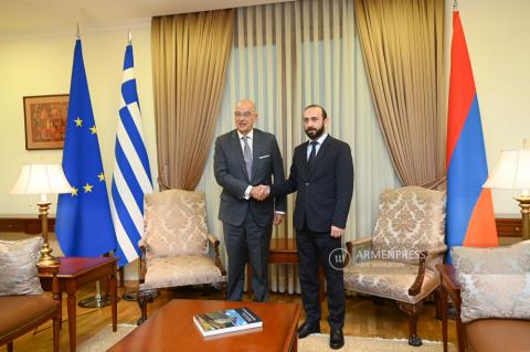 Armenian FM Ararat Mirzoyan and Greek FM Nikos Dendias 
hold 
meeting in Yerevan, Armenia 