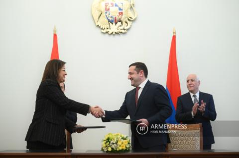 President of Armenia Vahagn Khachaturyan and President 
of 
Egypt Abdel Fattah el-Sisi presided over the signing of a 
number of agreements and MoUs between the government 
ministries of 