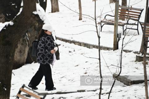 Streets in Yerevan after snowfall 