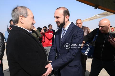 Armenian Foreign Minister Ararat Mirzoyan arrives in Syria