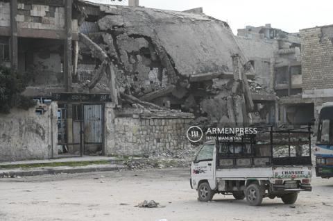 Aftermath of devastating earthquake in war-ravaged Aleppo, Syria