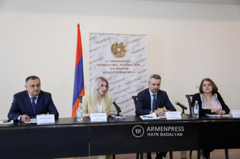 Press conference of Deputy Ministers of Education, Science, 
Culture and Sport Araksia Svajyan, Karen Giloyan and Ara 
Khzmalyan 