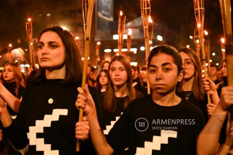 Torchlight march ahead of the 108th anniversary of the 
Armenian Genocide 