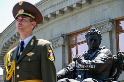 Guard of Honor on duty at Aram Khachatryan statue on composer's 120th anniversary of birth
