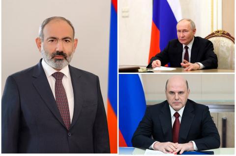 باشينيان يبعث رسالتي تهنئة إلى بوتين وميشوستين بمناسبة يوم روسيا