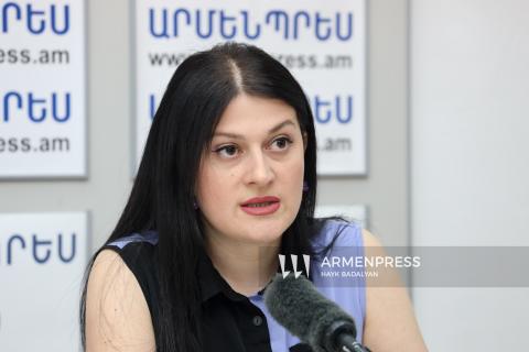 Ermenistan Çalışma ve Sosyal İşler Bakanlığı yetkilisi Gayane Gharagyozyan'ın basın toplantısı