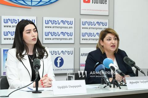 Conférence de presse de la vice-ministre arménienne de l'Intérieur Arpine Sargsyan et de la vice-ministre de l'Administration territoriale et des Infrastructures Kristine Ghalechyan