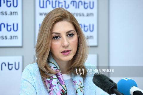 Conferencia de prensa de la presidenta del Consejo de Apoyo a las Relaciones Comerciales Internacionales, Mariam Manukyan.