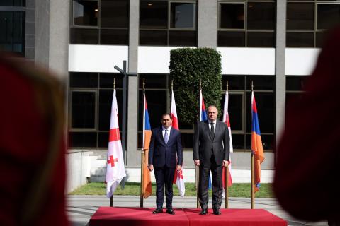 Ceremonia por la visita del ministro de Defensa de Armenia en Georgia